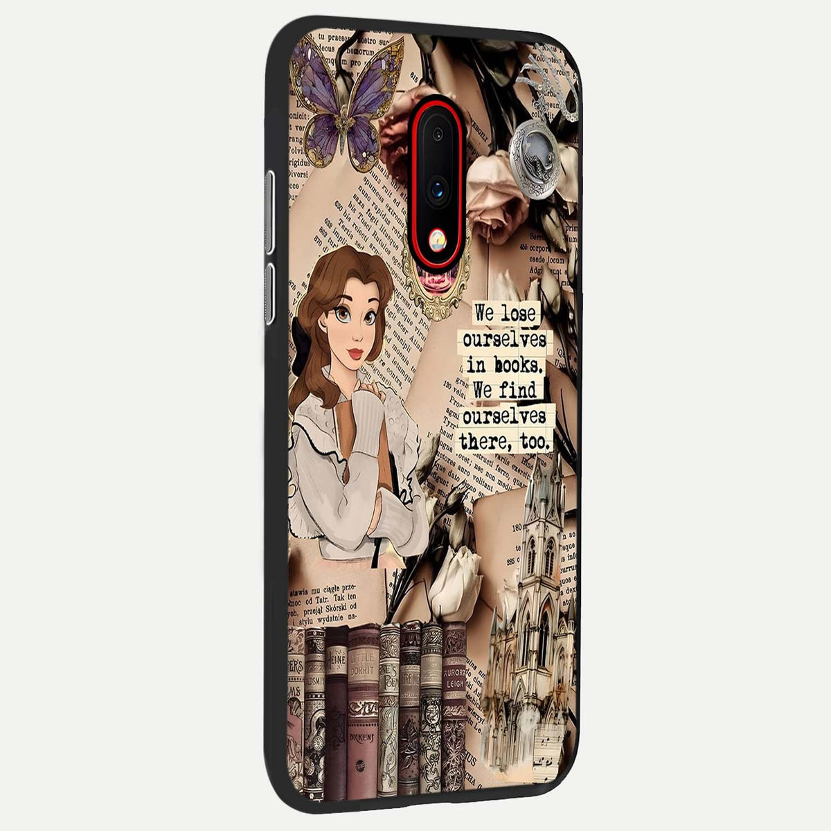 Bookish Dream World back cover For OnePlus 7 slim fit glass case with vibrant aesthetic design