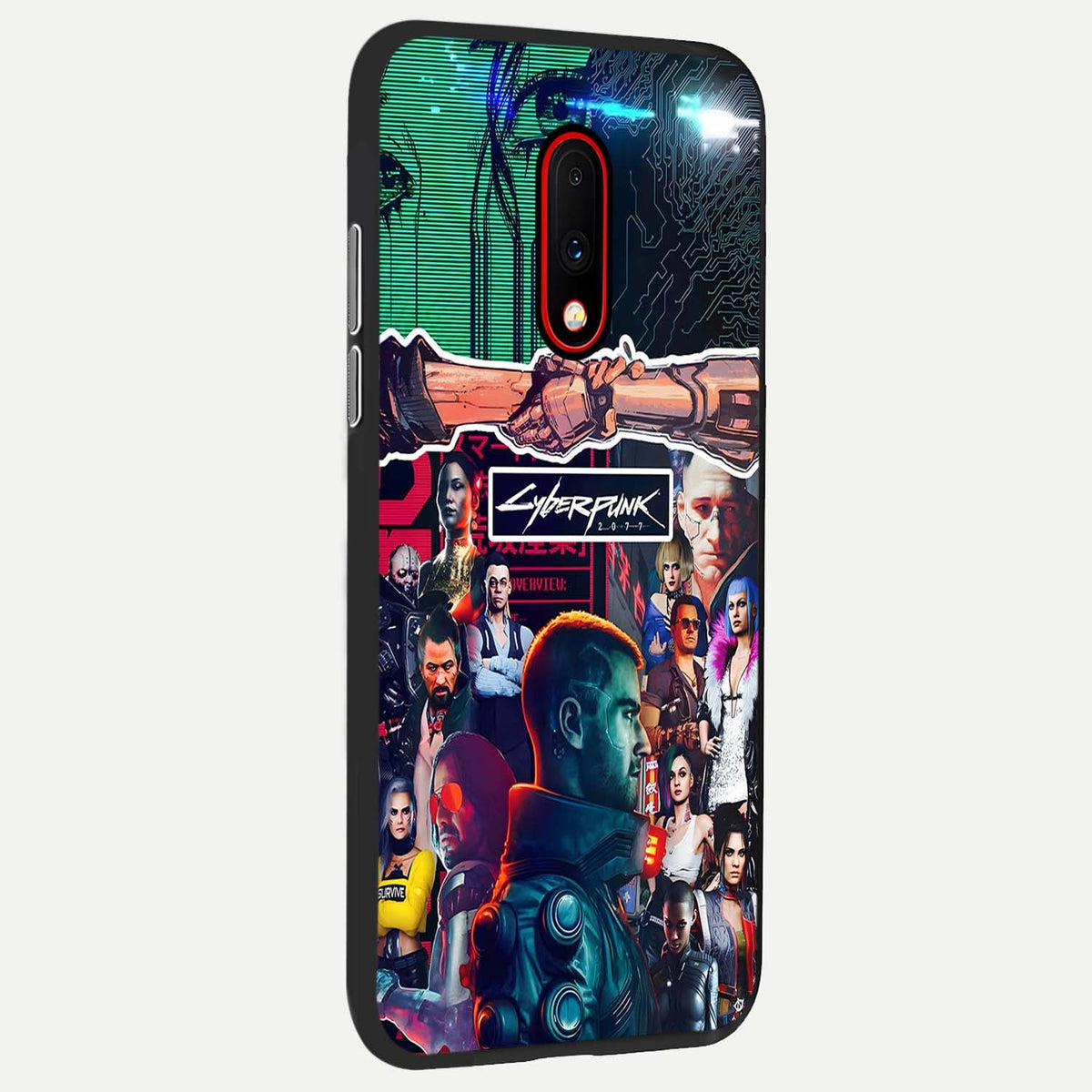 CYBERPUNK Legacy back cover For OnePlus 7 slim fit glass case with vibrant aesthetic design