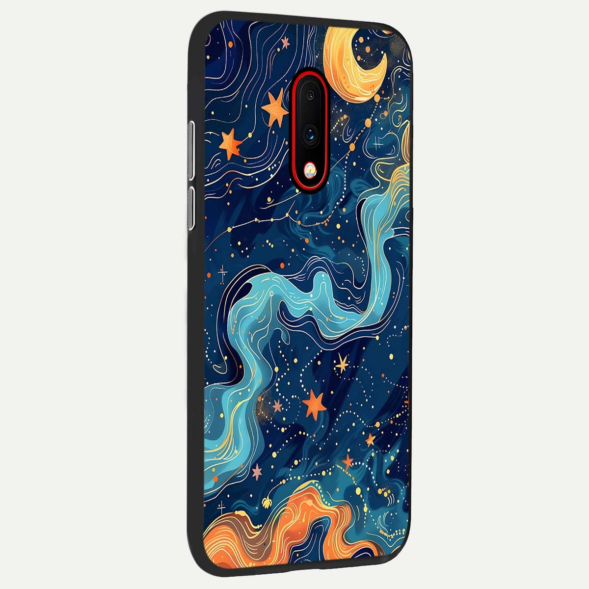 Celestial Dream Flow back cover For OnePlus 7 slim fit glass case with vibrant aesthetic design