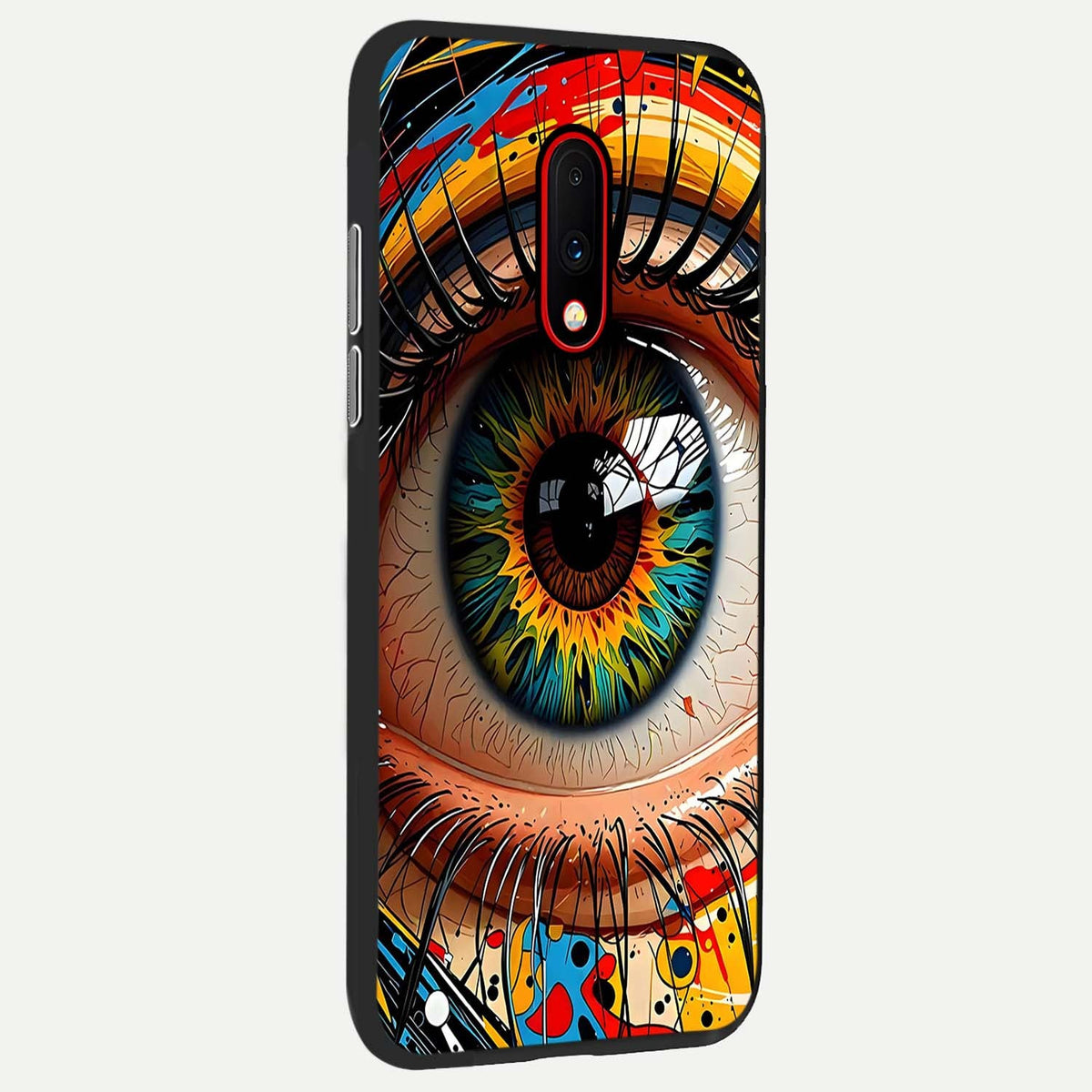 Colorful Eye back cover For OnePlus 7 slim fit glass case with vibrant aesthetic design