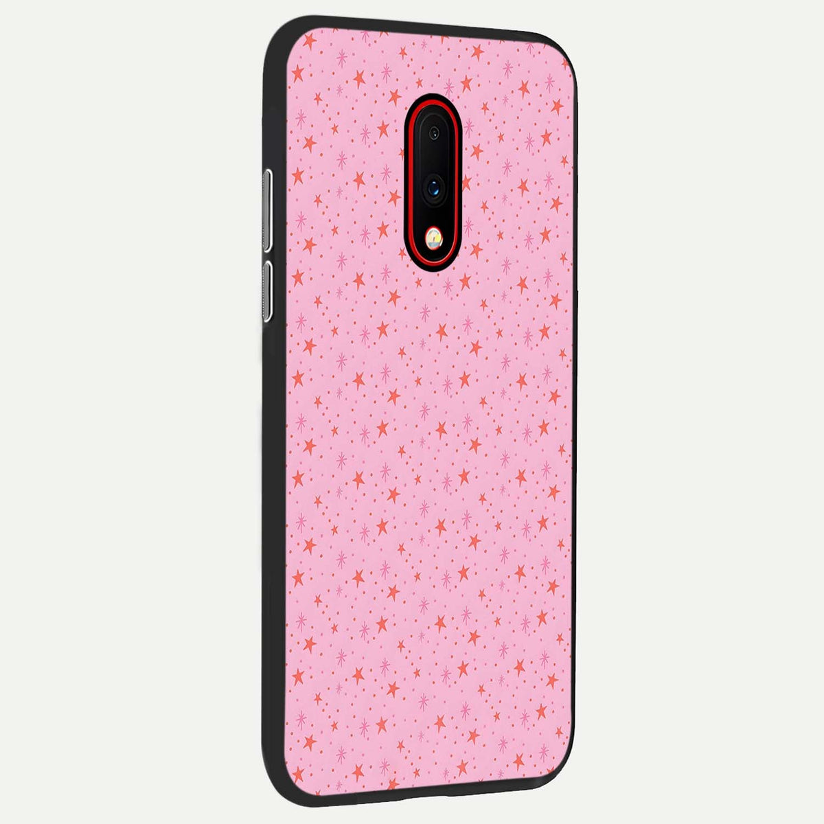 Cosmic Pink Sparkle back cover For OnePlus 7 slim fit glass case with vibrant aesthetic design