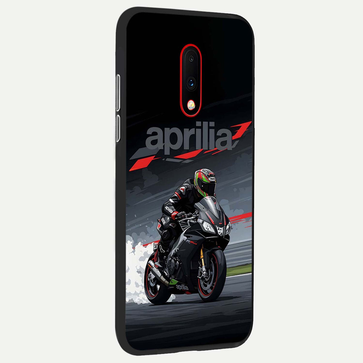 Dark Aprilla back cover For OnePlus 7 slim fit glass case with vibrant aesthetic design