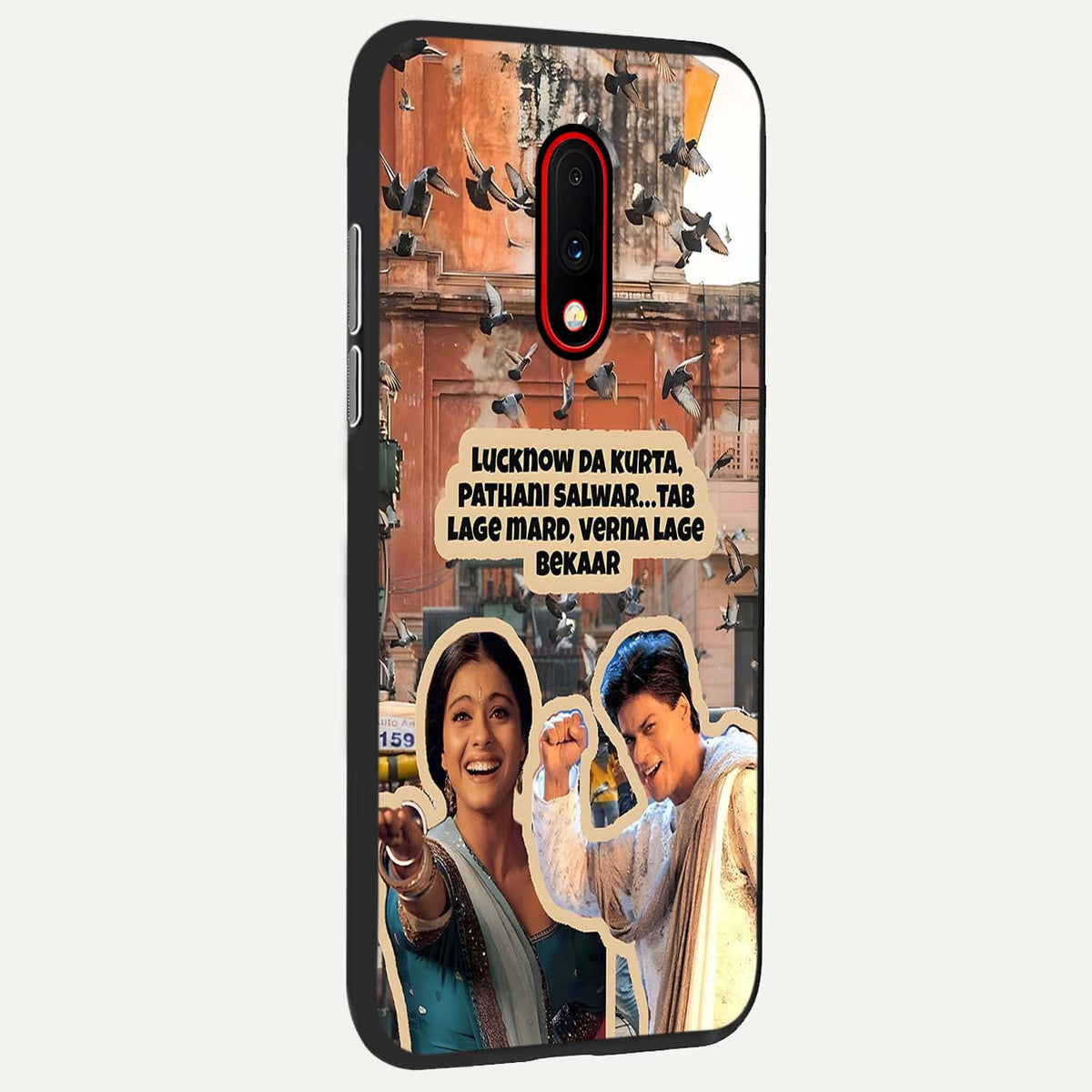 Desi Retro Vibes back cover For OnePlus 7 slim fit glass case with vibrant aesthetic design