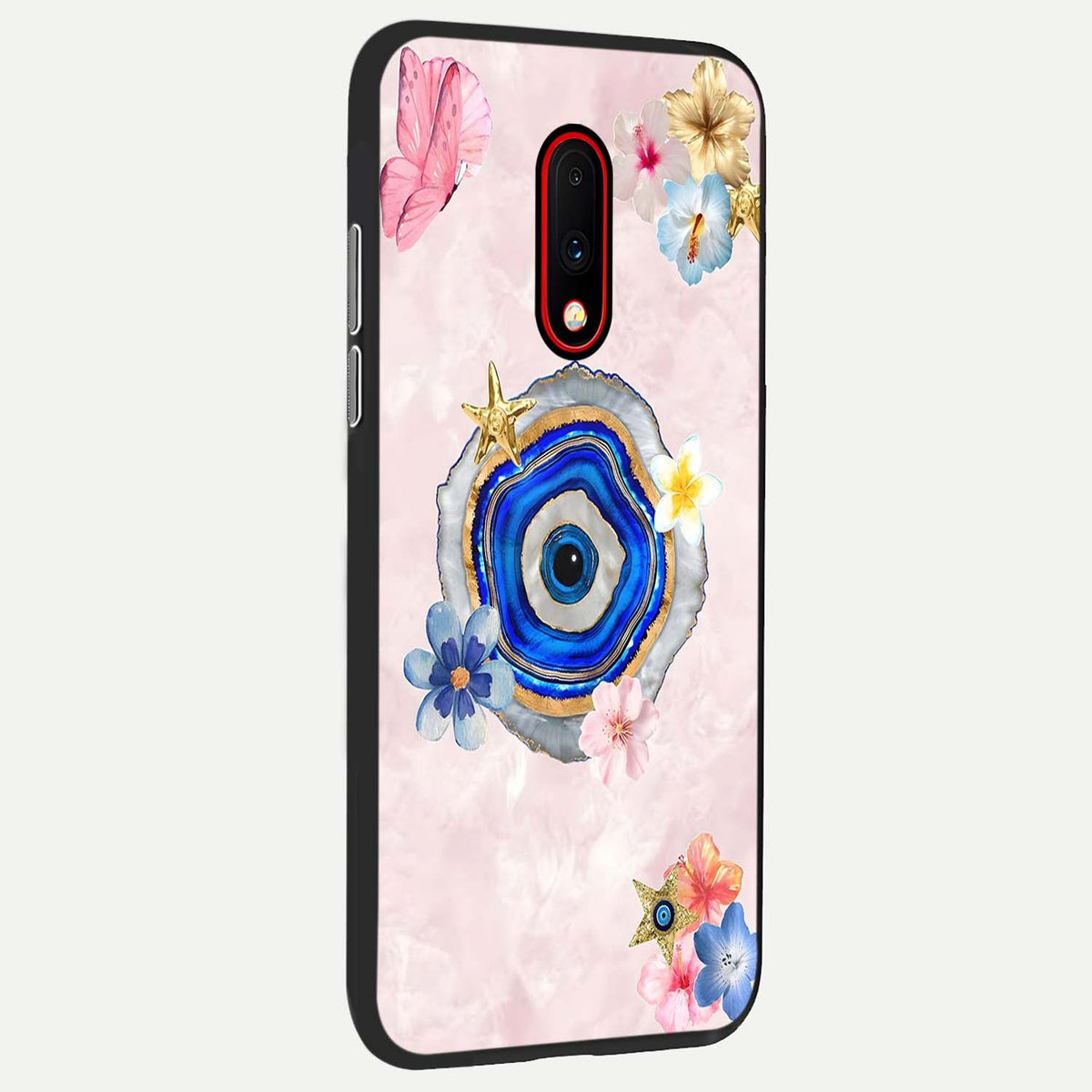 Divine Aura Bloom back cover For OnePlus 7 slim fit glass case with vibrant aesthetic design