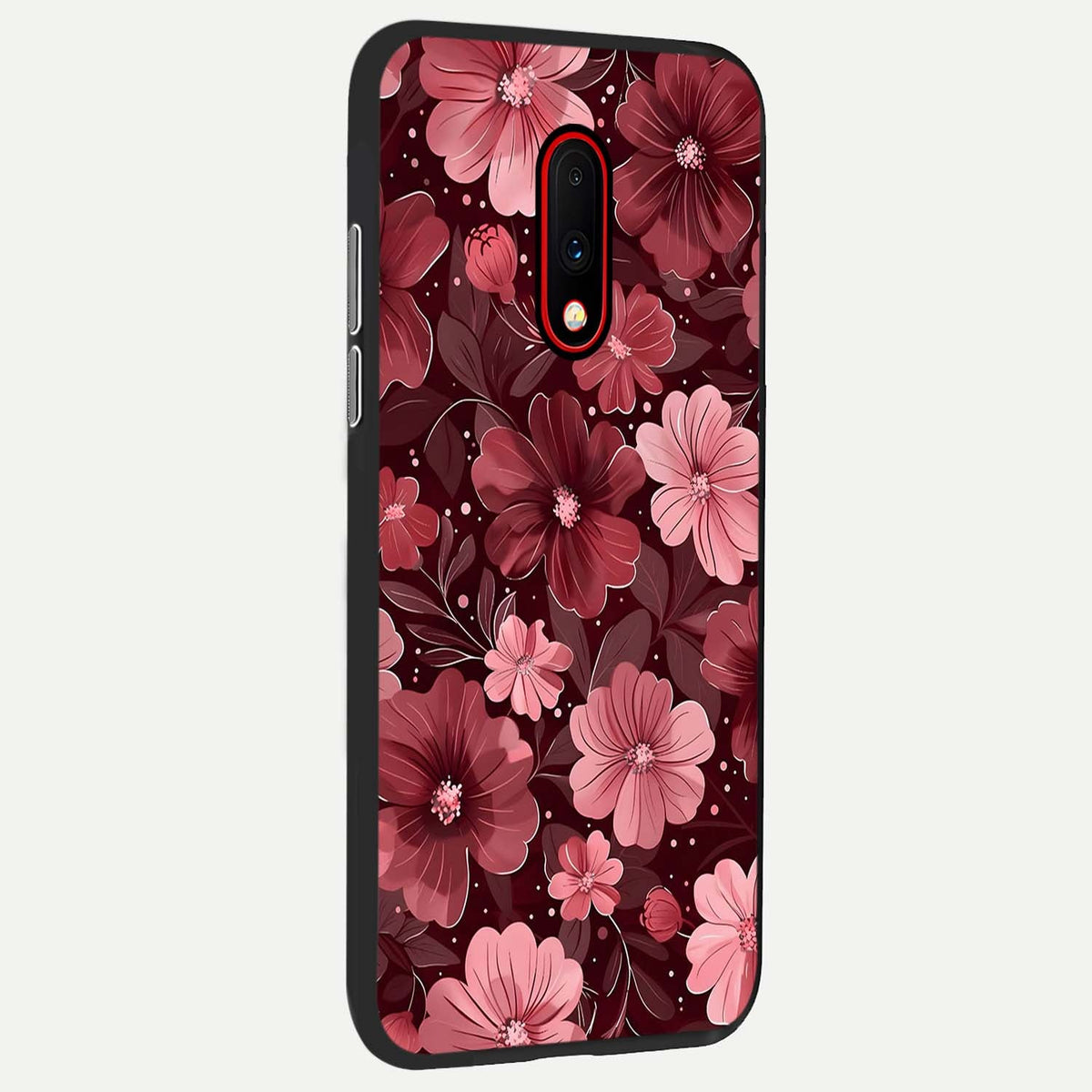 Flower Blush Bloom back cover For OnePlus 7 slim fit glass case with vibrant aesthetic design