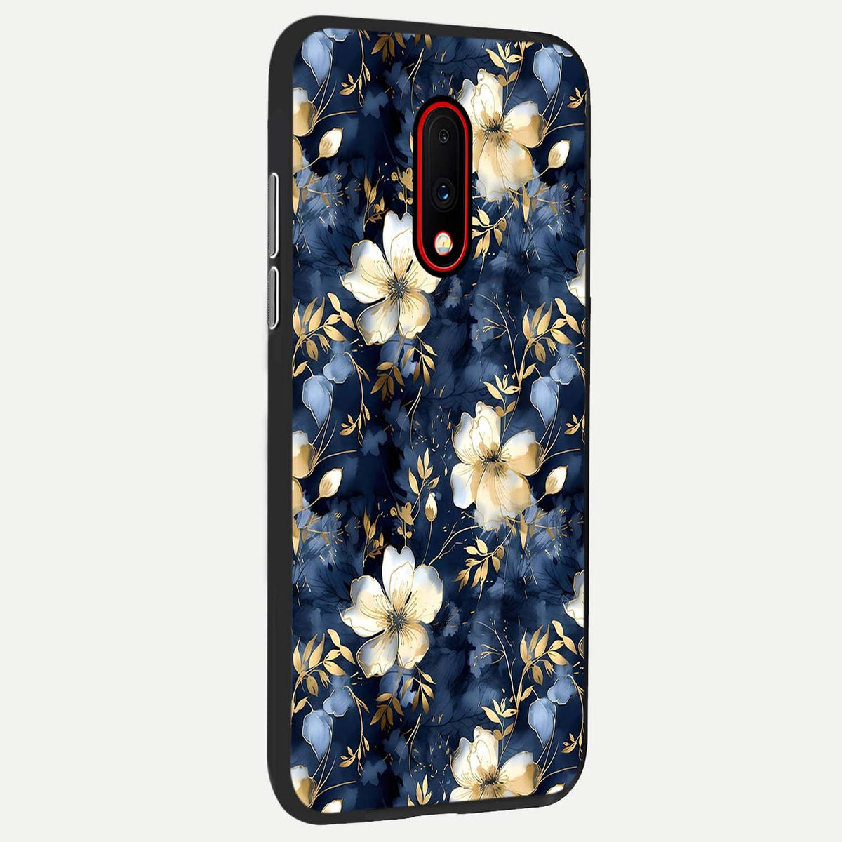 Golden Midnight Bloom back cover For OnePlus 7 slim fit glass case with vibrant aesthetic design