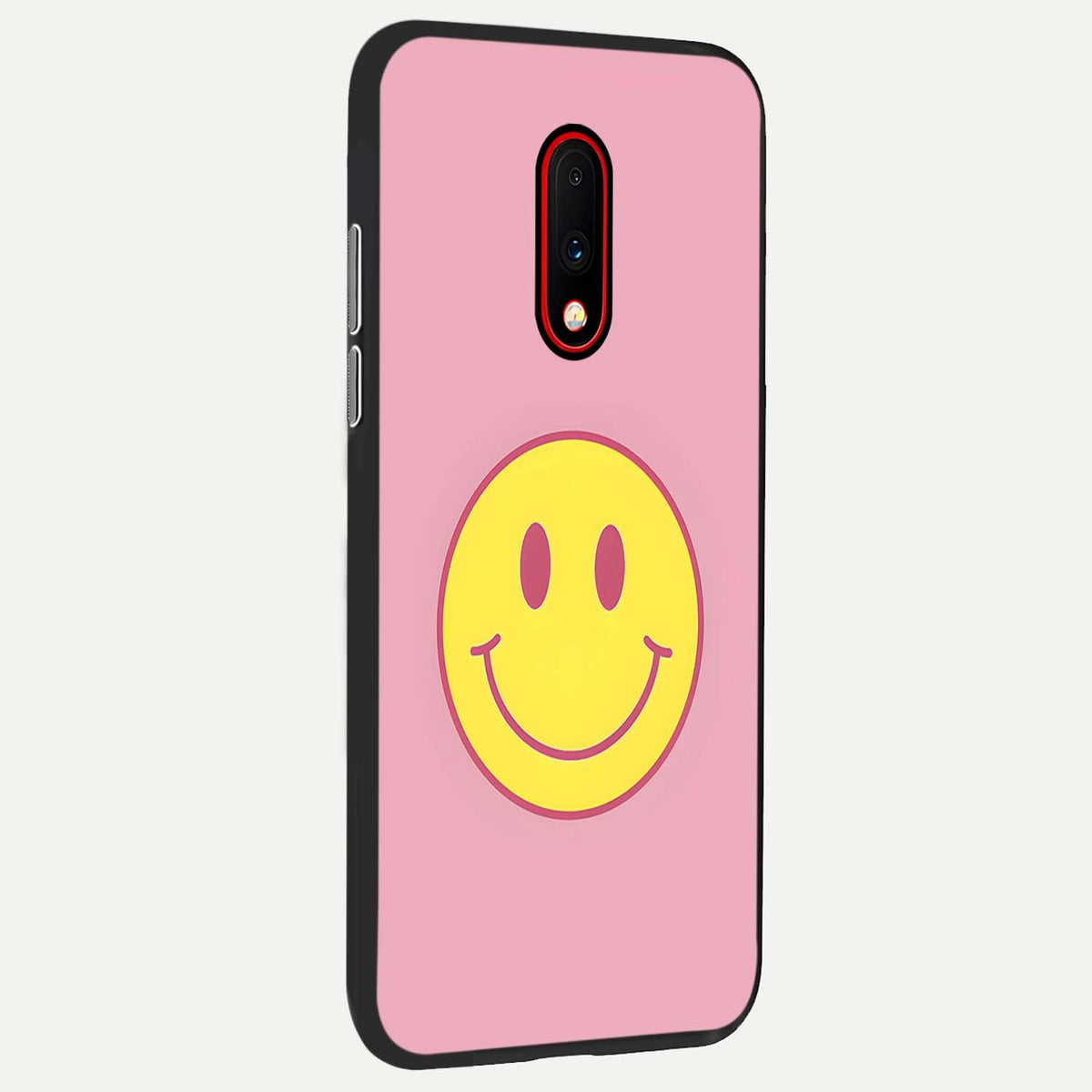 Happy Pink Mood back cover For OnePlus 7 slim fit glass case with vibrant aesthetic design