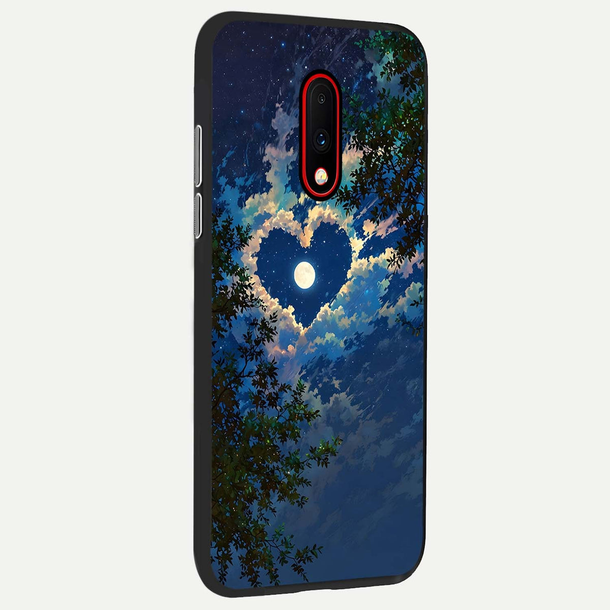 Heart With Moon Sky back cover For OnePlus 7 slim fit glass case with vibrant aesthetic design