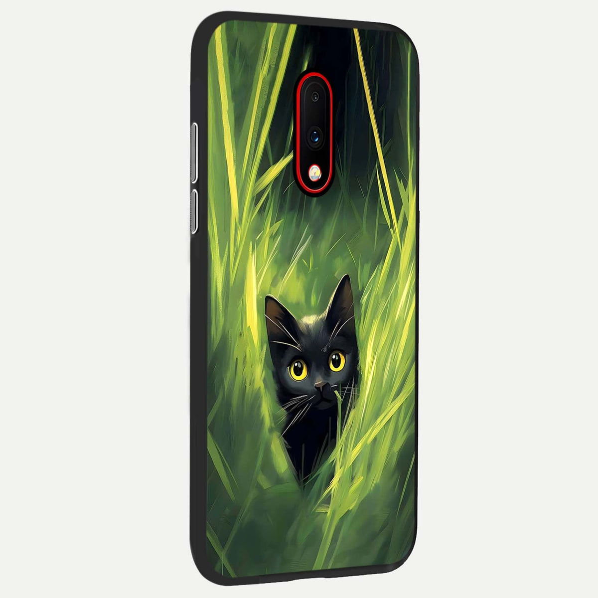 Hidden Cat Whisper back cover For OnePlus 7 slim fit glass case with vibrant aesthetic design