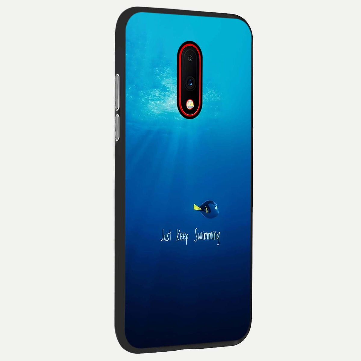 Just Keep Swimming back cover For OnePlus 7 slim fit glass case with vibrant aesthetic design