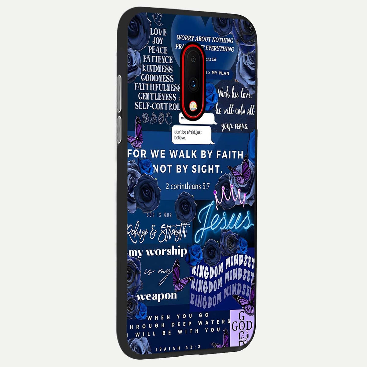 Kingdom Faith Glow back cover For OnePlus 7 slim fit glass case with vibrant aesthetic design