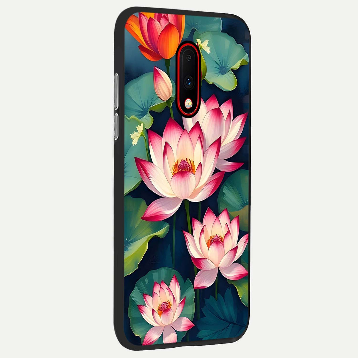 Lotus Dream Serenity back cover For OnePlus 7 slim fit glass case with vibrant aesthetic design