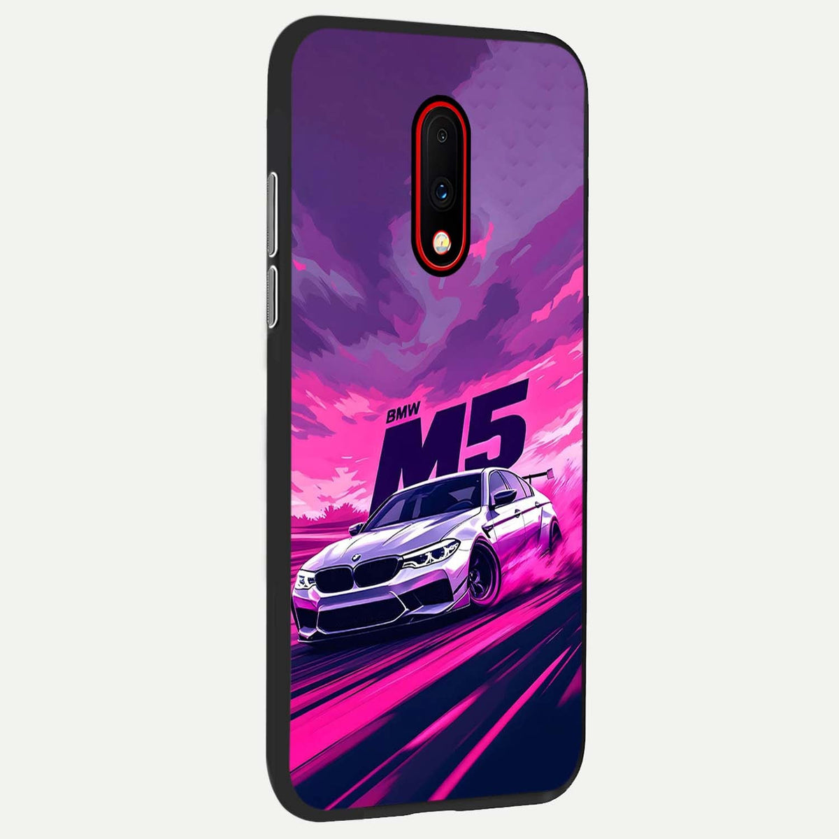 MS Neon Car back cover For OnePlus 7 slim fit glass case with vibrant aesthetic design