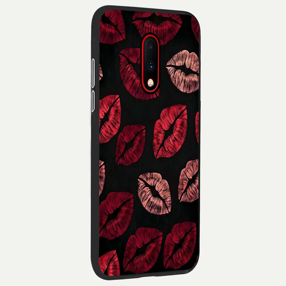 Midnight Kiss Love back cover For OnePlus 7 slim fit glass case with vibrant aesthetic design