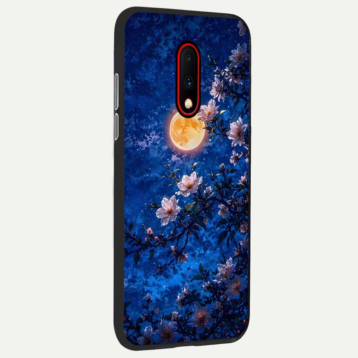 Moonlit Blossoms Night back cover For OnePlus 7 slim fit glass case with vibrant aesthetic design