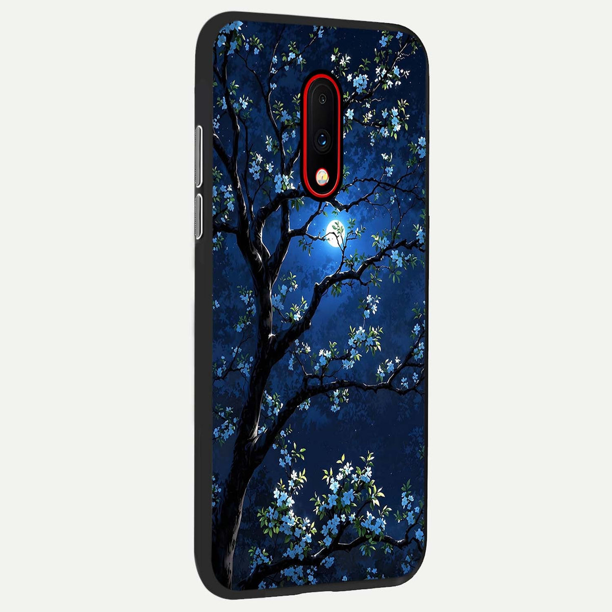 Mystic Floral Night back cover For OnePlus 7 slim fit glass case with vibrant aesthetic design