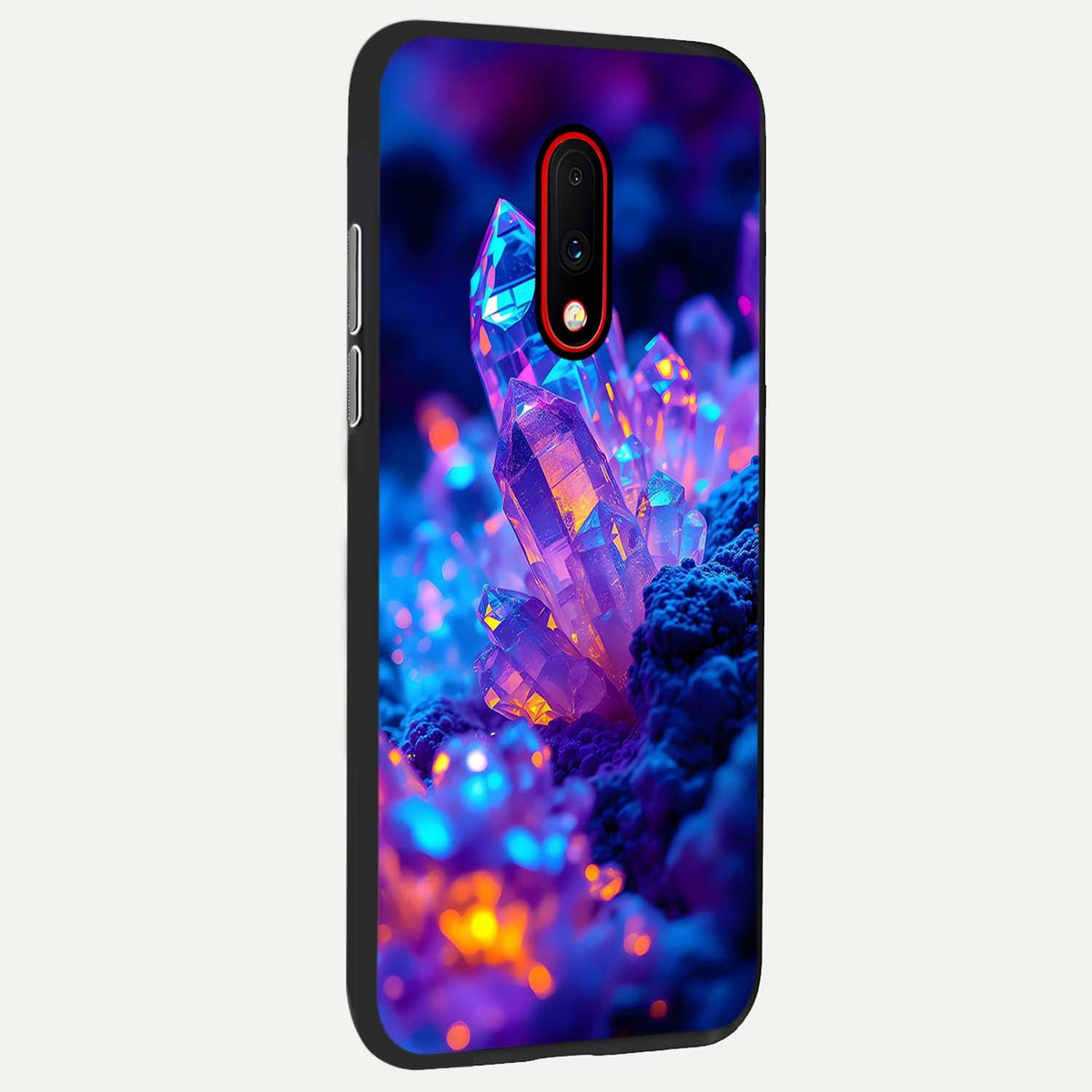 Neon Aura Shards back cover For OnePlus 7 slim fit glass case with vibrant aesthetic design