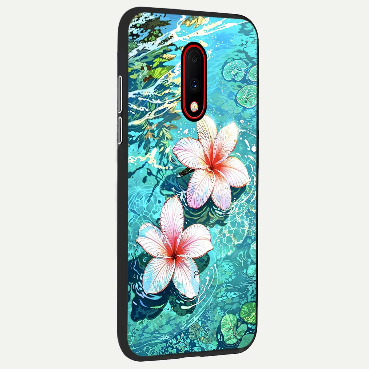 Pink Flowers in Water back cover For OnePlus 7 slim fit glass case with vibrant aesthetic design
