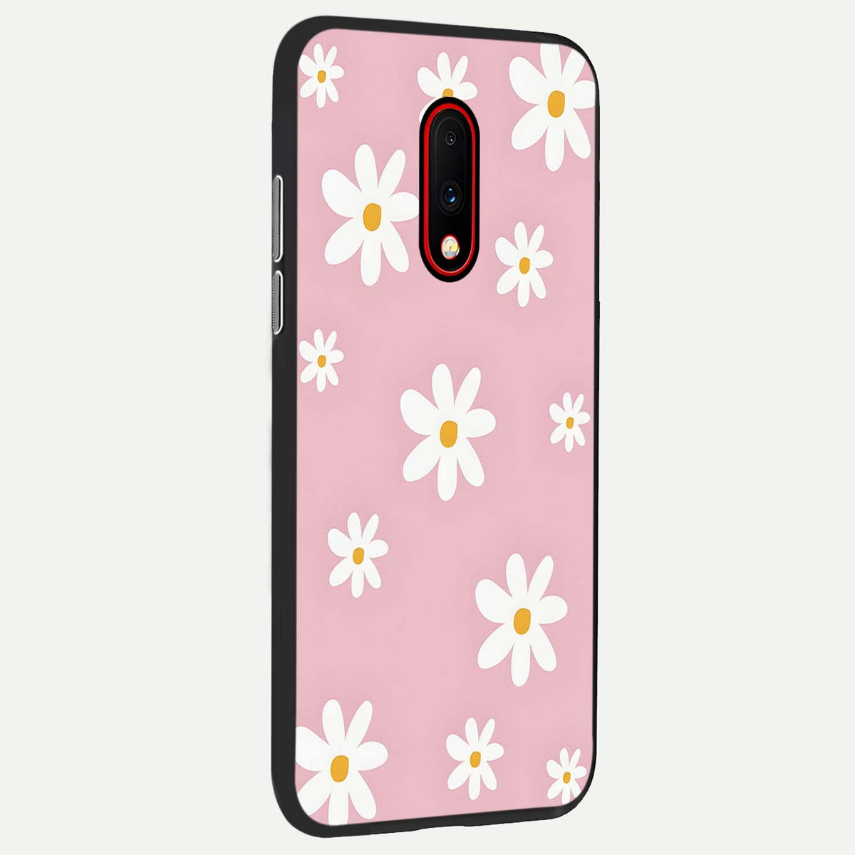 Soft Daisy Bliss back cover For OnePlus 7 slim fit glass case with vibrant aesthetic design