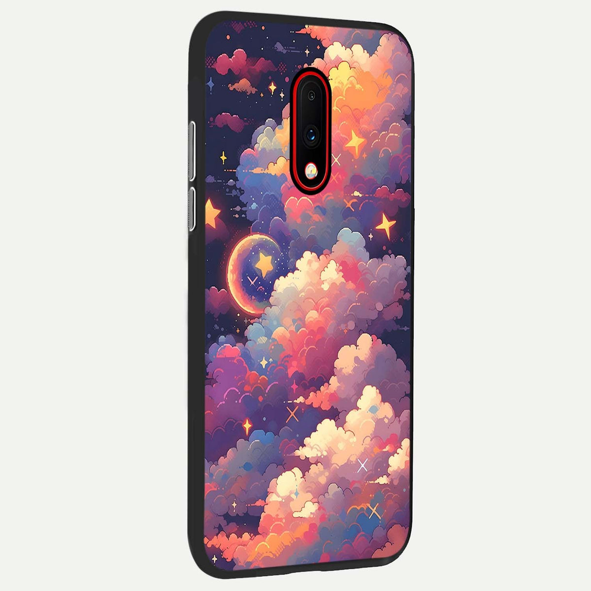 Starlit Dream Clouds back cover For OnePlus 7 slim fit glass case with vibrant aesthetic design