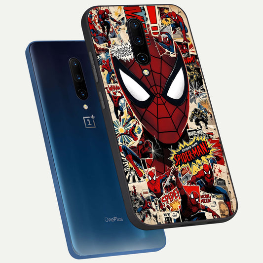 Aesthetic Wonder Spider phone case For OnePlus 7 Pro showing premium glass back cover with detailed artwork