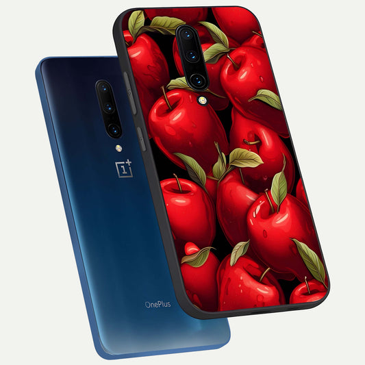Apple Pattern phone case For OnePlus 7 Pro showing premium glass back cover with detailed artwork
