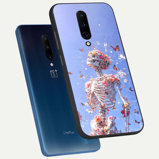 Bloom Beyond Bones phone case For OnePlus 7 Pro showing premium glass back cover with detailed artwork