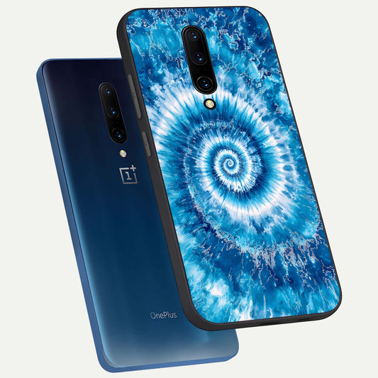 Blue Galaxy Wave phone case For OnePlus 7 Pro showing premium glass back cover with detailed artwork