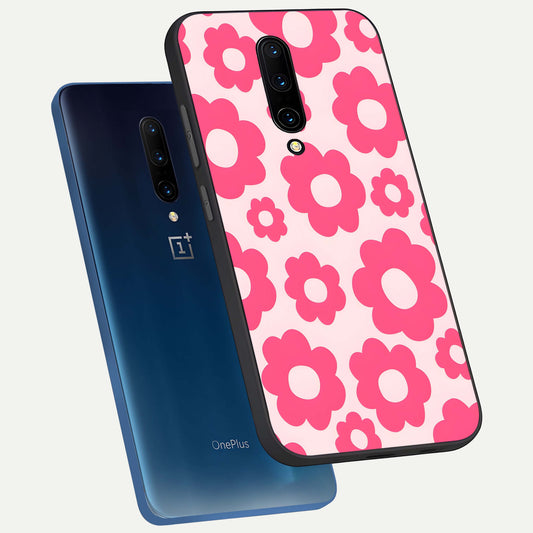 Blush Flower Pop phone case For OnePlus 7 Pro showing premium glass back cover with detailed artwork