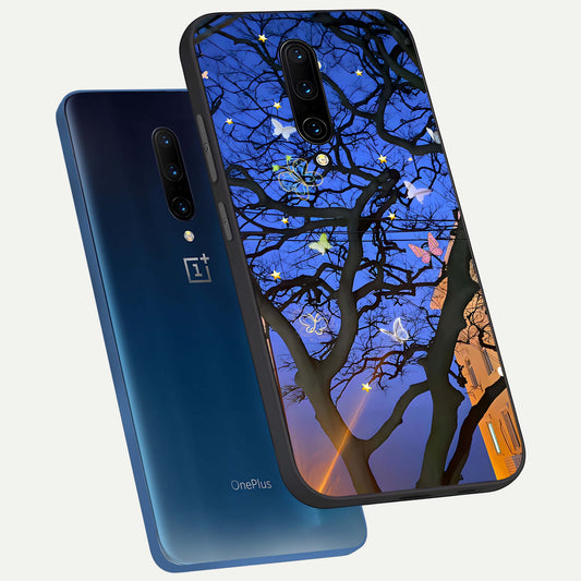 Butterfly Night Magic phone case For OnePlus 7 Pro showing premium glass back cover with detailed artwork