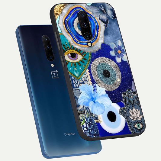 Celestial Blue Vision phone case For OnePlus 7 Pro showing premium glass back cover with detailed artwork