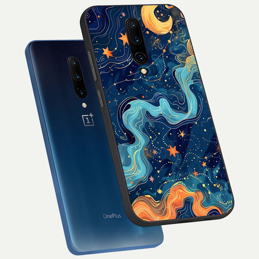 Celestial Dream Flow phone case For OnePlus 7 Pro showing premium glass back cover with detailed artwork