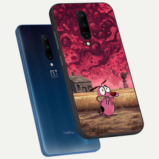 Courage Under Sky phone case For OnePlus 7 Pro showing premium glass back cover with detailed artwork