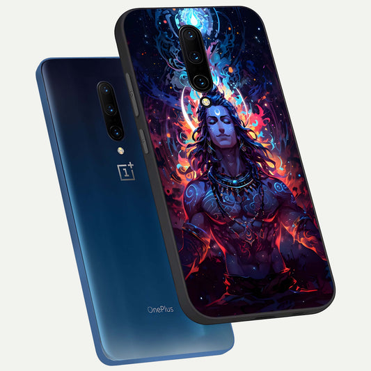 Divine Fire Shiv phone case For OnePlus 7 Pro showing premium glass back cover with detailed artwork