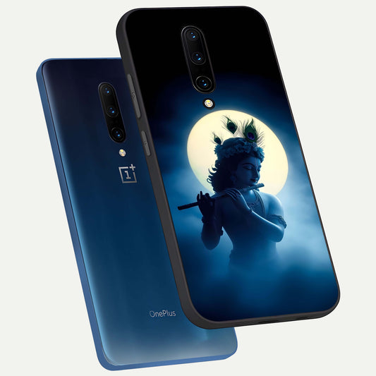 Divine Moon Flute phone case For OnePlus 7 Pro showing premium glass back cover with detailed artwork