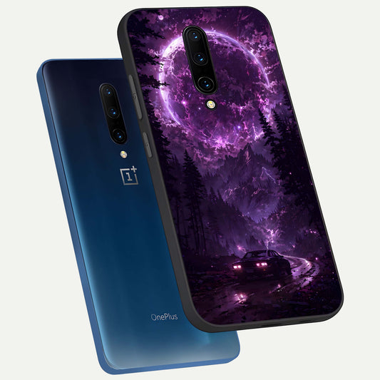 Eternal Cosmic Drive phone case For OnePlus 7 Pro showing premium glass back cover with detailed artwork