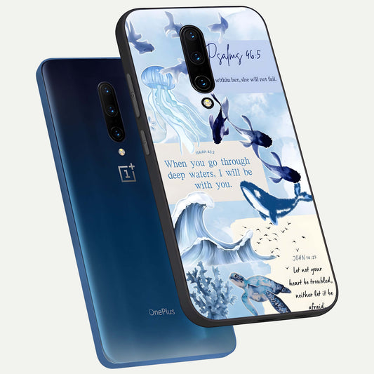 Faithful Ocean Promise phone case For OnePlus 7 Pro showing premium glass back cover with detailed artwork