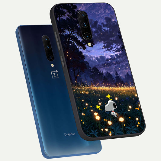 Firefly Meadow Magic phone case For OnePlus 7 Pro showing premium glass back cover with detailed artwork