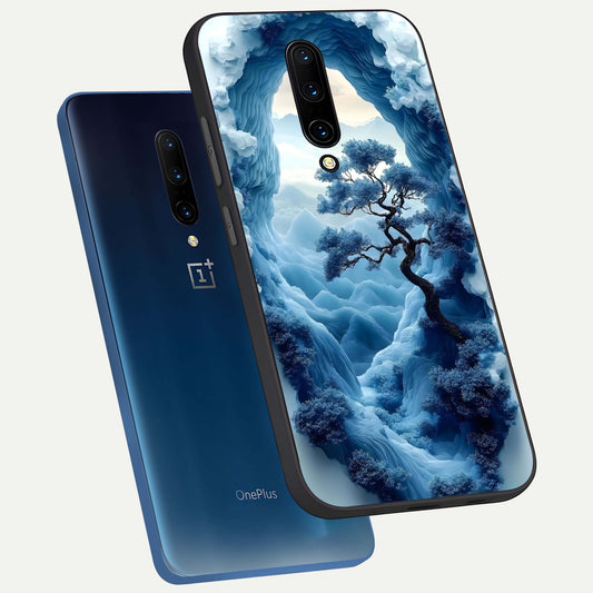 Frozen Serenity Gate phone case For OnePlus 7 Pro showing premium glass back cover with detailed artwork