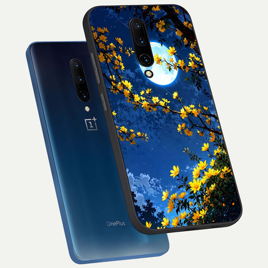 Golden Night Glow phone case For OnePlus 7 Pro showing premium glass back cover with detailed artwork