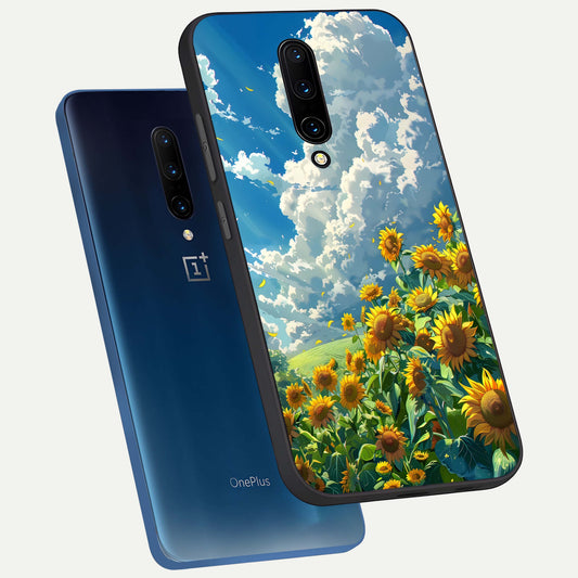 Golden Sun Glory phone case For OnePlus 7 Pro showing premium glass back cover with detailed artwork