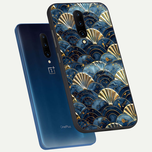 Golden Wave Luxe phone case For OnePlus 7 Pro showing premium glass back cover with detailed artwork