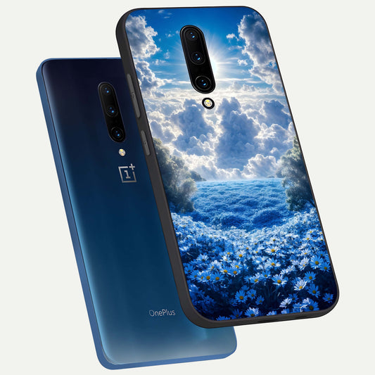 Heavenly Daisy Horizon phone case For OnePlus 7 Pro showing premium glass back cover with detailed artwork