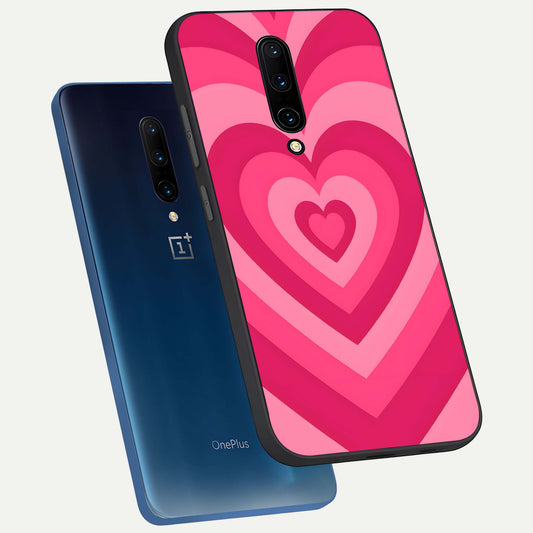Layered Love Hearts phone case For OnePlus 7 Pro showing premium glass back cover with detailed artwork