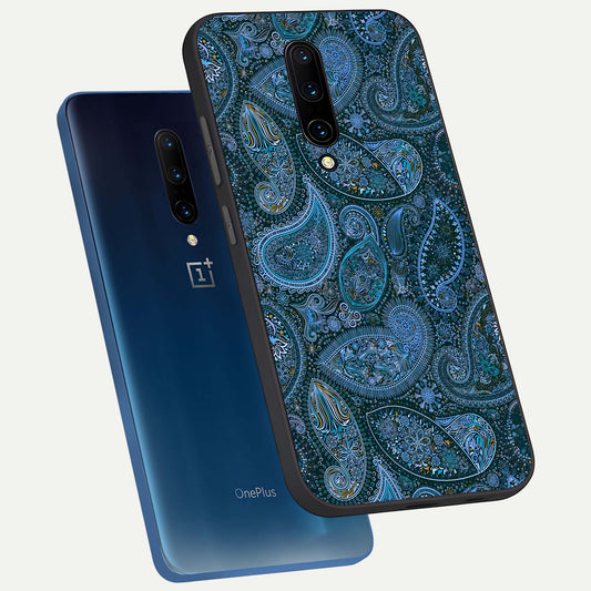Midnight Paisley Glow phone case For OnePlus 7 Pro showing premium glass back cover with detailed artwork