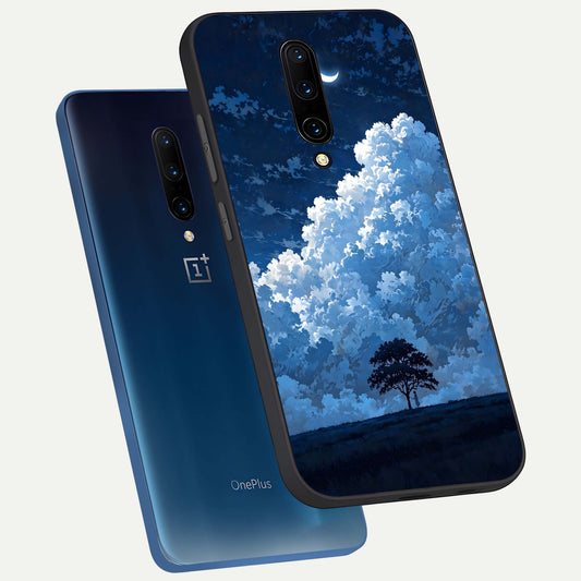 Midnight Sky Serenity phone case For OnePlus 7 Pro showing premium glass back cover with detailed artwork