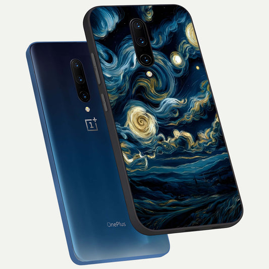 Midnight Sky Whirl phone case For OnePlus 7 Pro showing premium glass back cover with detailed artwork