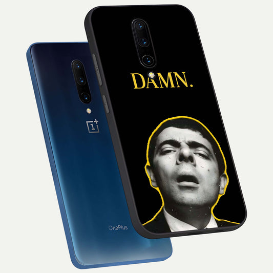 Mr Bean Damn phone case For OnePlus 7 Pro showing premium glass back cover with detailed artwork