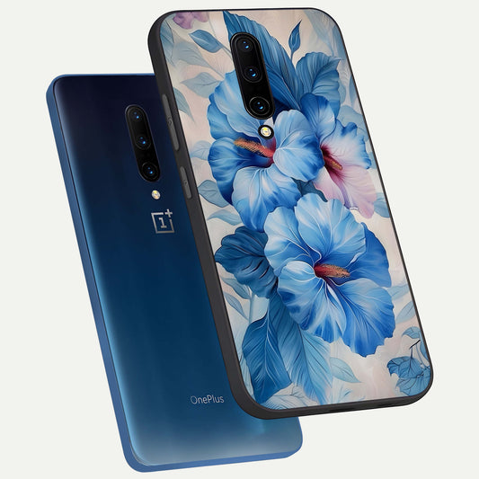 Ocean Hibiscus Grace phone case For OnePlus 7 Pro showing premium glass back cover with detailed artwork