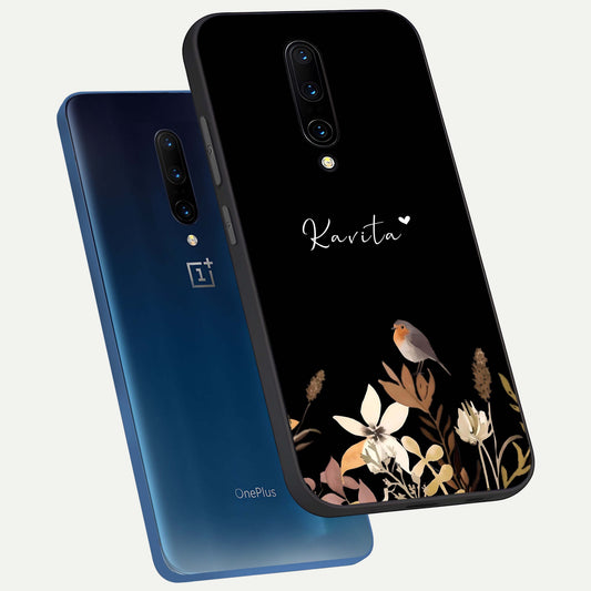 Quiet Garden Tune Custom Name phone case For OnePlus 7 Pro showing premium glass back cover with detailed artwork
